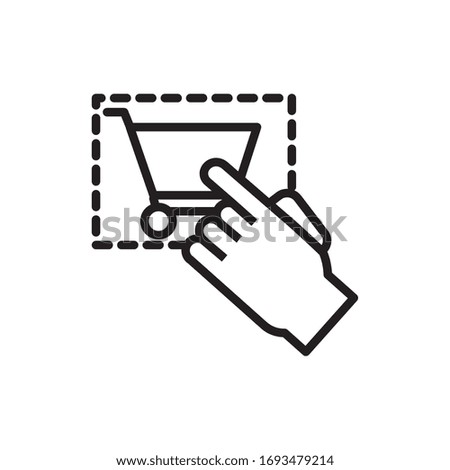 shopping cart with hand index line style icon vector illustration design