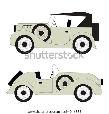 Two retro cars, old transport, convertible vector illustration