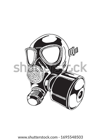 Graphical sketch of virus protection mask isolated on white background, vector  illustration, pandemic element 