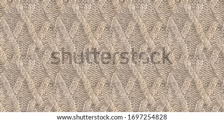 Brown Thread Pattern. Abstract Knit Pullover. Knitwear Christmas Wallpaper. Macro Scandinavian Yarn. Thread Pattern. Beige Holiday Cashmere. Seamless Fabric. Knitting Thread Pattern.