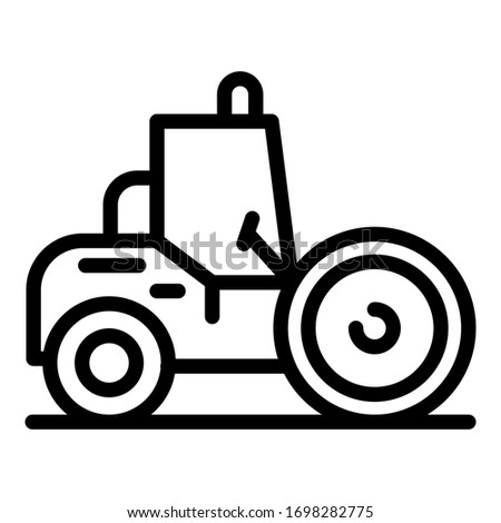 Road roller vehicle icon. Outline road roller vehicle vector icon for web design isolated on white background