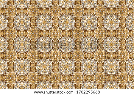 Seamless pattern with golden elements on a background. A raster golden ornament in east style. Design for the text, invitation cards, various printing editions.