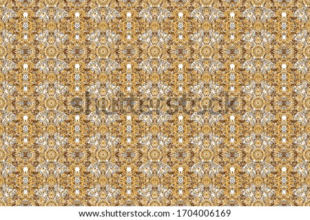 Oriental raster classic pattern. And golden pattern. Seamless abstract pattern with golden repeating elements on backdrop.