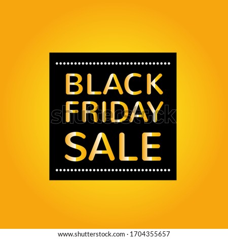 Black friday sale, sale banner, app icon design template, discount tag, vector illustration, black square and yellow colour.