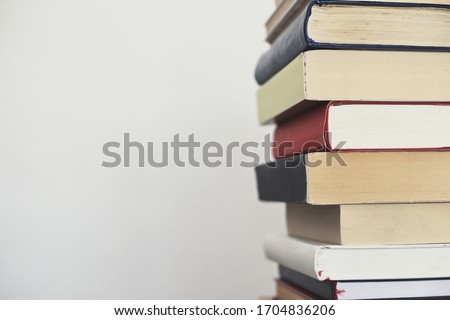 Stack of books on the shelf