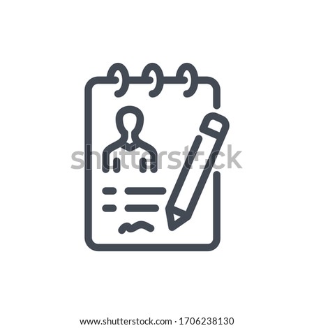 Signing a Contract line icon. Writing to Notebook vector outline sign.