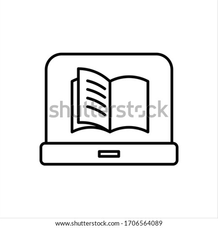 Online book icon. Flat vector graphic in White background.