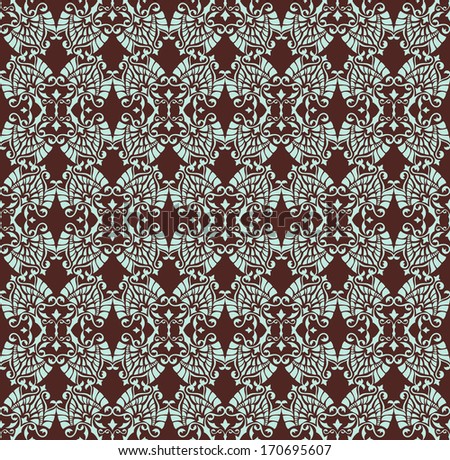 Vector pattern with floral and geometrical ornament in retro colors
