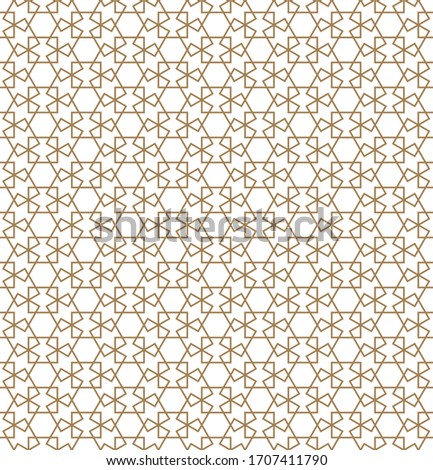 Seamless geometric ornament based on traditional arabic art.Brown color lines.Great design for fabric,textile,cover,wrapping paper,background.Average thickness lines.