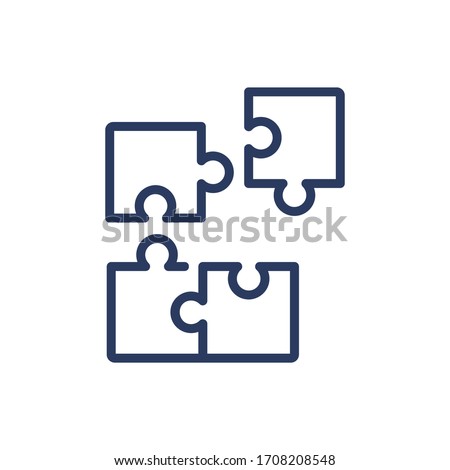 Puzzle thin line icon. Jigsaw, element, challenge, solving, solution isolated outline sign. Connection concept. Vector illustration symbol element for web design and apps