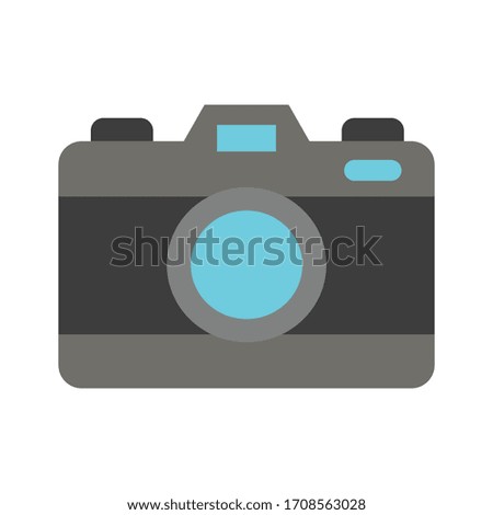 Camera with flat icon illustration