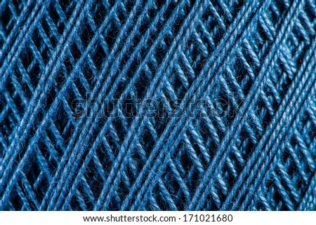 Blue Yarn close up macro shot
