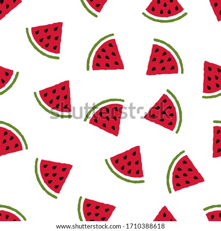 Watermelon seamless pattern. Summer abstract hand drawn fruit isolated background for greeting card, wall art, textile, fabric, social media post, packaging. Vector illustration