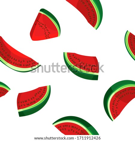 Seamless pattern of slices of watermelon on a white background