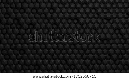 3D rendering of a black background made of three-dimensional hexagons