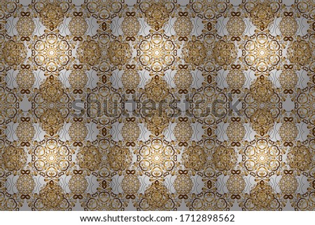 Can be used for digital paper, textile print, page fill. Raster seamless pattern in Christmas traditional colors. Abstract background with golden geometric ornament.