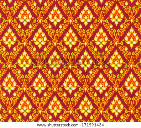 Traditional orange batik sarong pattern background