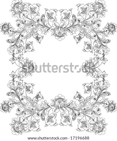 illustration with floral frame decoration on white background
