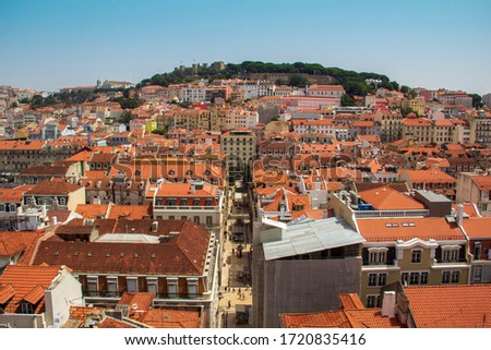 Landscape of Lisbon with roofs and houses