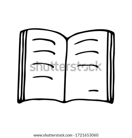 Hand drawn book isolated on a white background. Doodle, simple outline illustration. It can be used for decoration of textile, paper and other surfaces.