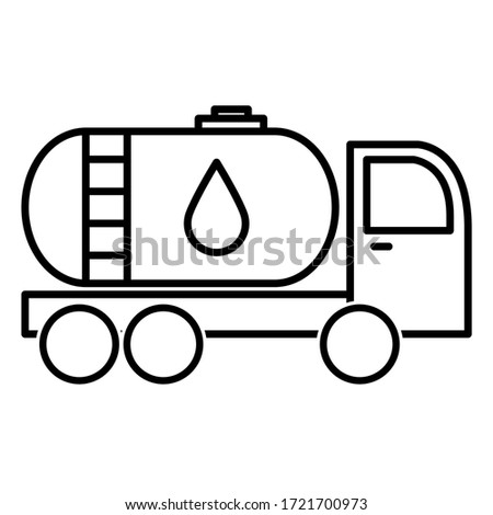 Crude oil truck tanker icon in trendy outline style design. Vector illustration isolated on white background.
