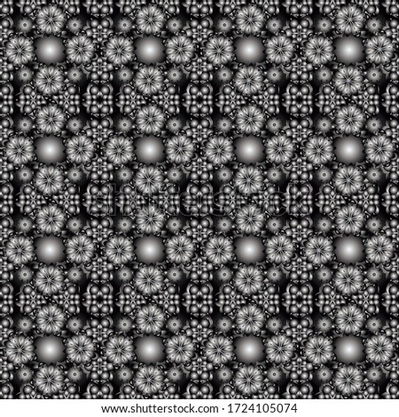 Vector Design With Silver Elements for Greeting or Business Cards, Invitations and Frames on Black Background. Vintage Silver Scrolls for Ornate Decor in Victorian Style. Retro Silver Seamless Pattern