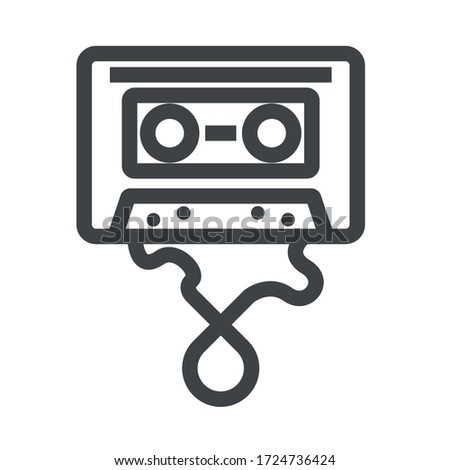 Cassette tape black icon on white background