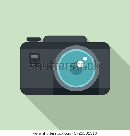 Tourist camera icon. Flat illustration of tourist camera vector icon for web design