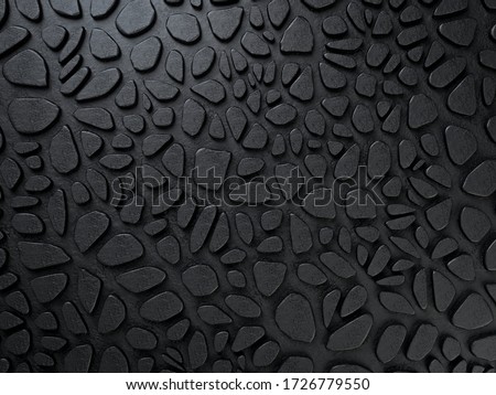 3d rendering of black animalistic jaguar pattern on black background. Voronoi fracture elements. Stylish minimalist backgorund or backdrop