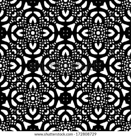 Abstract doily / lace seamless pattern, decor / design with tribal motif, vector