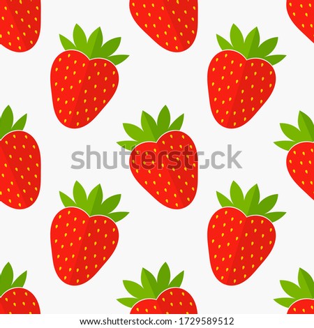 Strawberries fruit seamless patern. Flat design vector illustration.