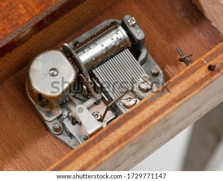 Close up music box mechanism.
