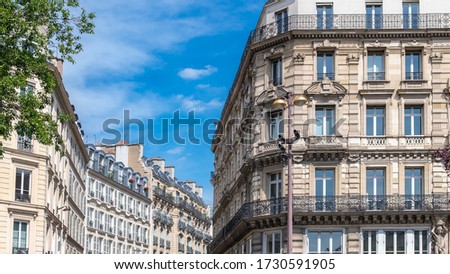 Paris, typical facades and street, beautiful buildings in Pigalle
