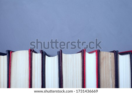 book background, learning concept, place for text, toned blue color