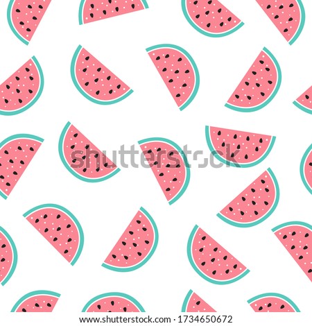 Seamless pattern with watermelon berry. Vector illustration for printing on fabric, packaging paper, Wallpaper, poster, banner. Cute children's background. 