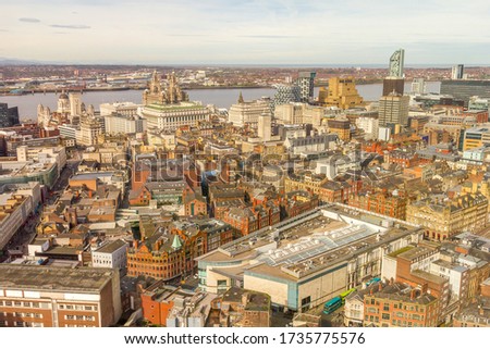 Aerial view of Liverpool, England, UK