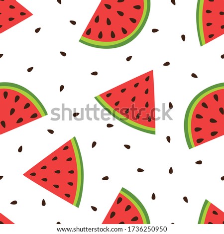 seamless background with watermelon slices, vector illustration, fruit pattern, berry print