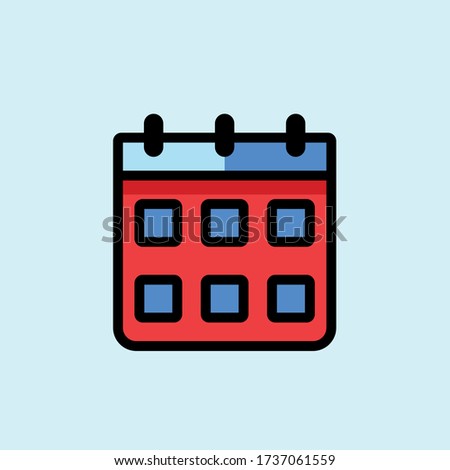 calendar flat vector icon in red and blue colors