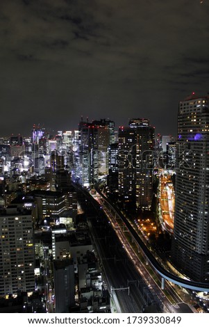 Tokyo Night View from Above Building