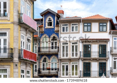 Colorful houses in Ribeira District old town of Porto in Portugal.