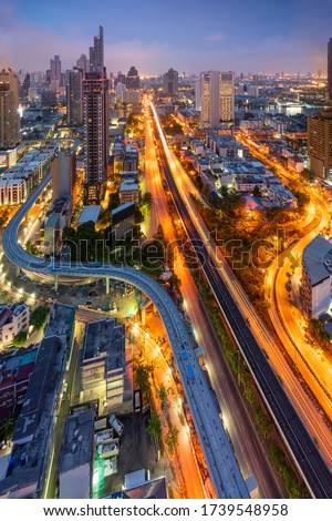 Bangkok cityscape during blue hour