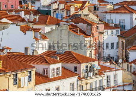 Traditional colored facades of portuguese style in the center of Lisbon