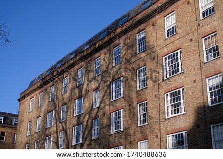A building with shadows falling
