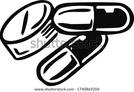 Vector image of tablets and pills