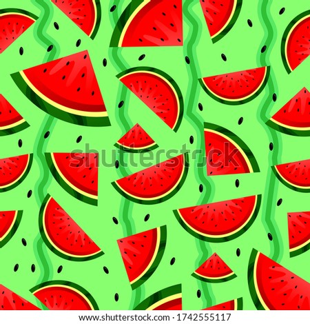Illustration graphic vector of slice watermelon seamless pattern. Perfect for fruit background, wallpaper, banner etc