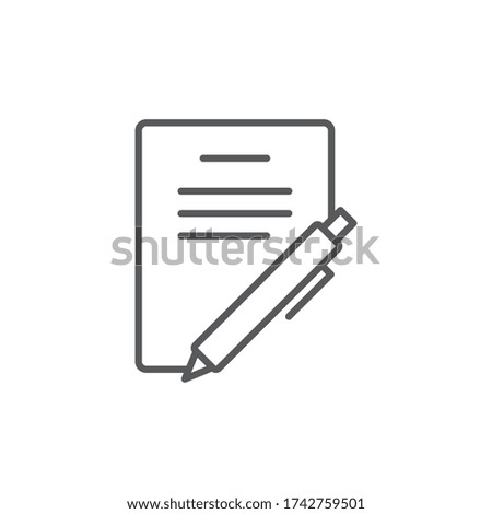 Paper documents and pen vector icon symbol isolated on white background