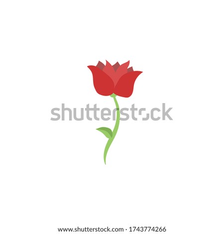 Abstract tulips, bouquet red flower. Set of tulip beautiful flat spring and summer flower icons isolated on white background. Beautiful banner for poster, women's Day. Flat style.
