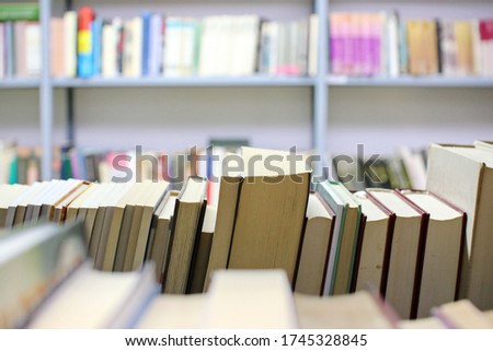 Books on a library shelf