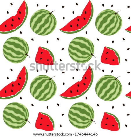 Watermelon seamless pattern. Watermelon background. Vector illustration. Summer template food. Repeating texture. Modern ornament.