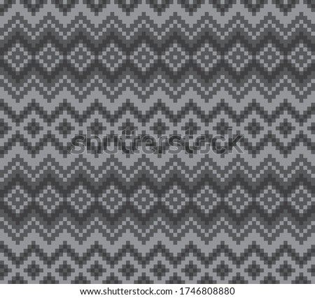 Grey Christmas fair isle pattern background for fashion textiles, knitwear and graphics